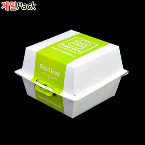 햄버거포장용기 종이도시락 (W-50그린)  박스400개