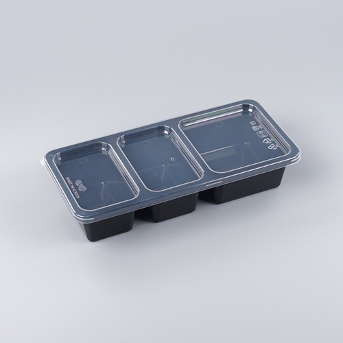 일회용 사출반찬용기 소스용기 KH 반찬용기(3칸/4칸) 투명 박스 500개세트